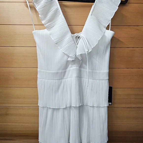 Express White Pleated Mini Dress